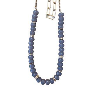 Meghan Browne Style Dot Gray Layered Look Bead & Chain Necklace
